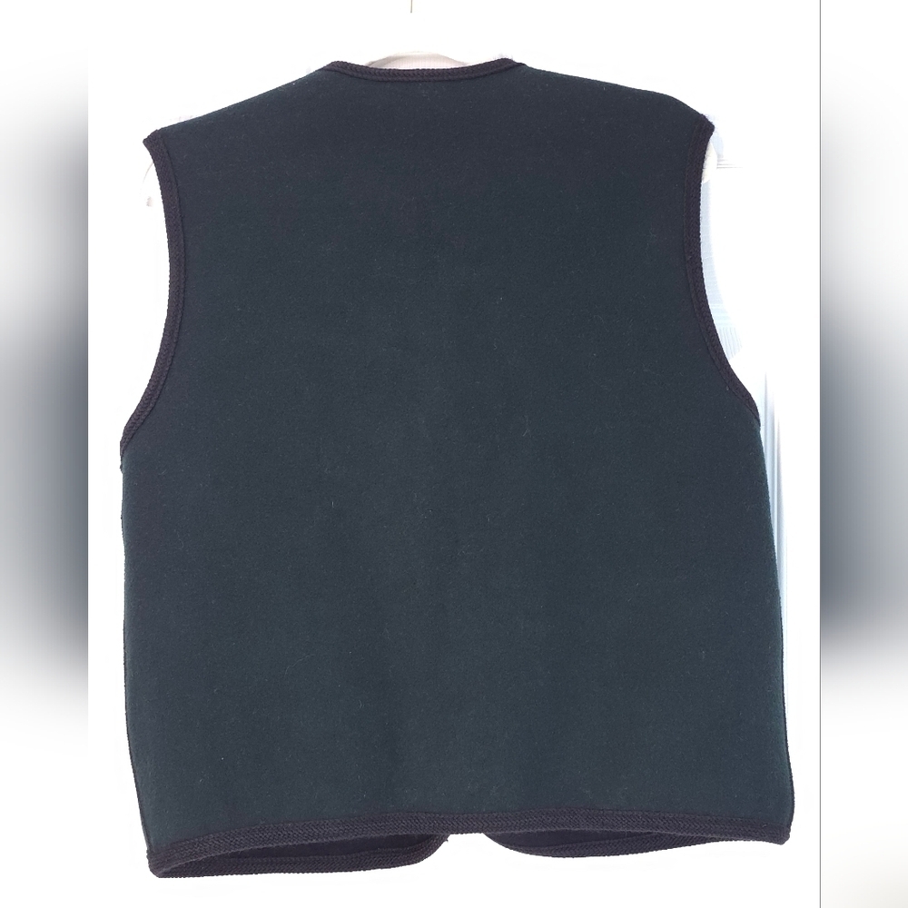 Vintage Reversible Green Black Wool Button Front Vest Unisex Size M - Picture 5 of 14